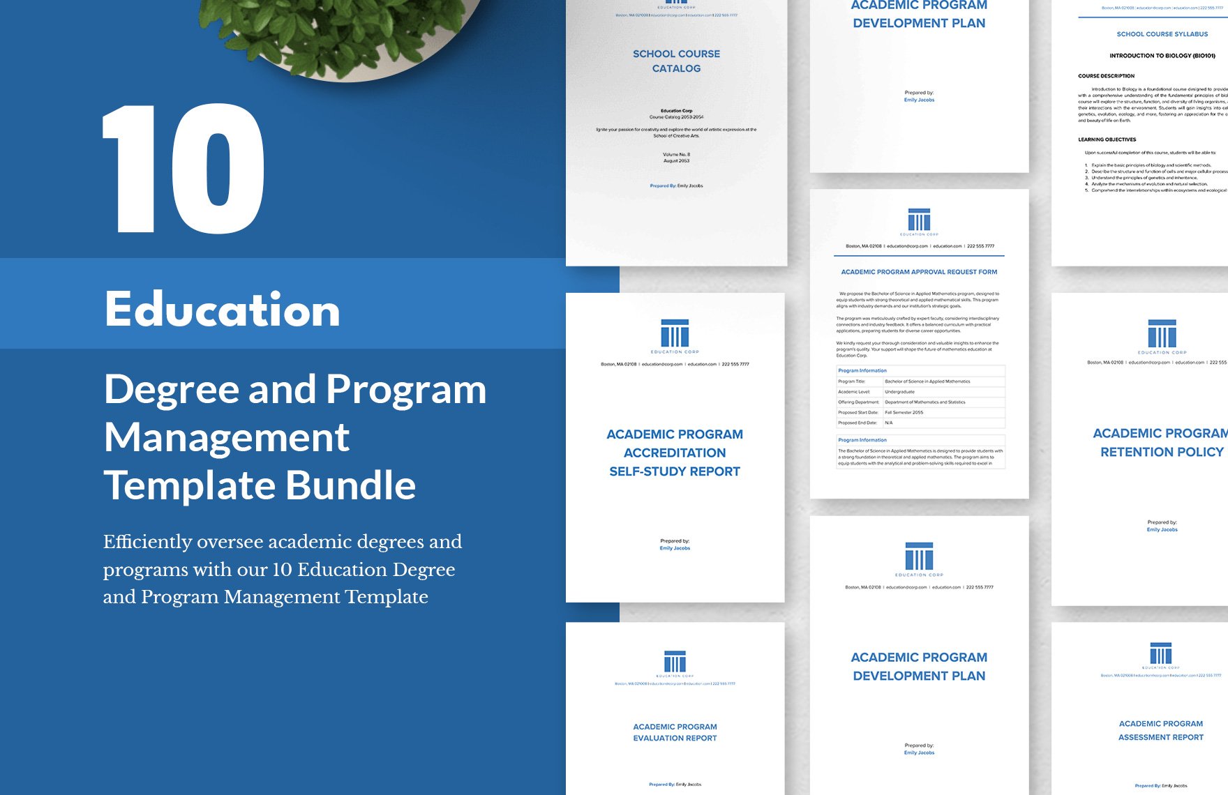 10 Education Degree and Program Management Template Bundle