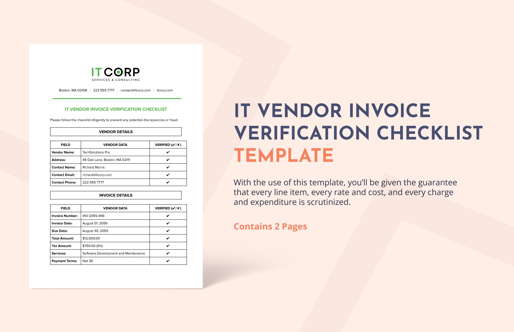 IT Vendor Invoice Verification Checklist Template