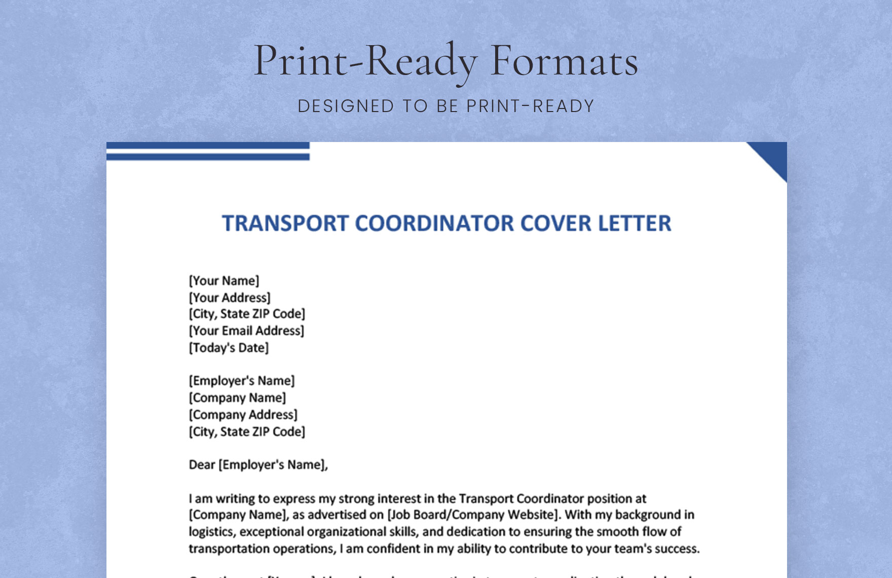 Transport Coordinator Cover Letter In Word Google Docs Download 