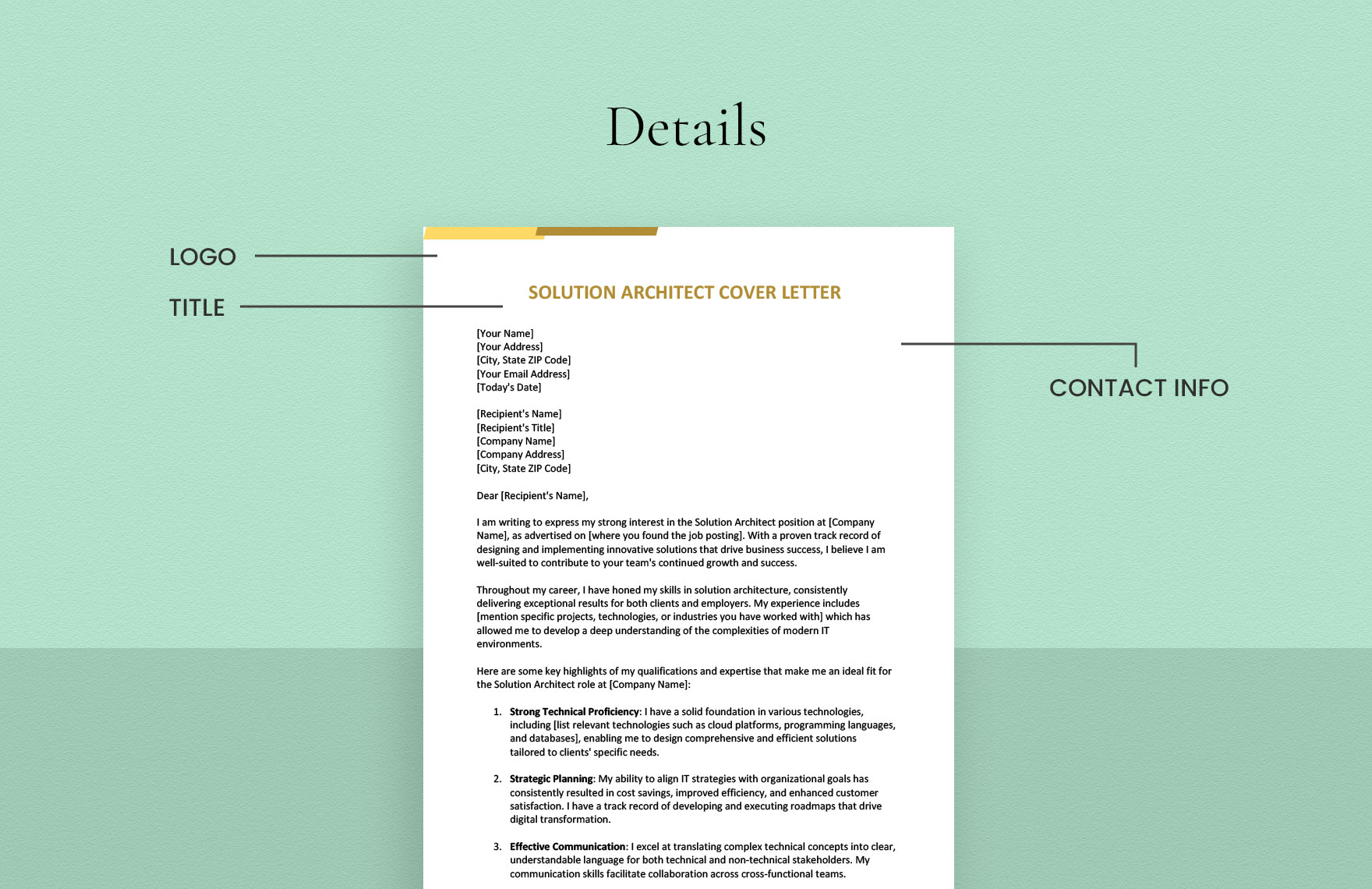Solution Architect Cover Letter
