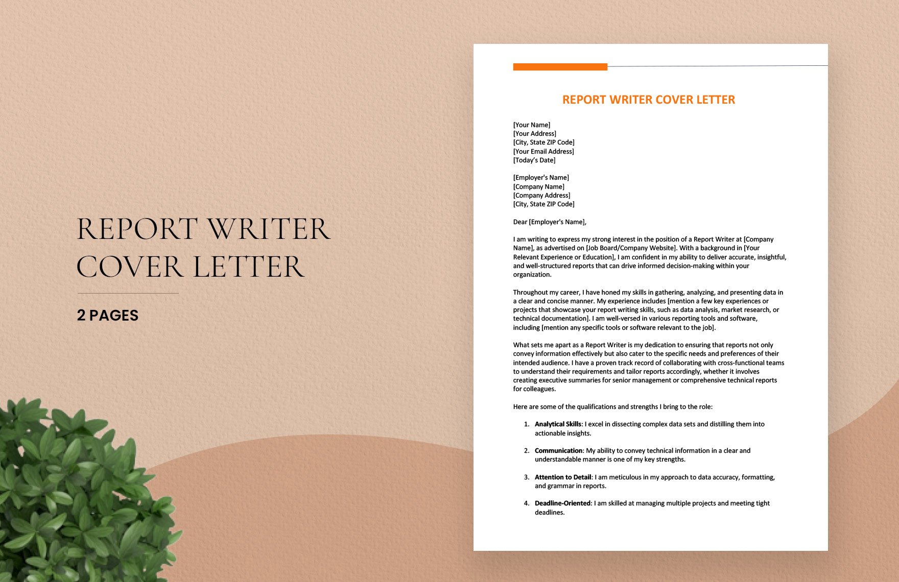 Report Writer Cover Letter in Word, Google Docs