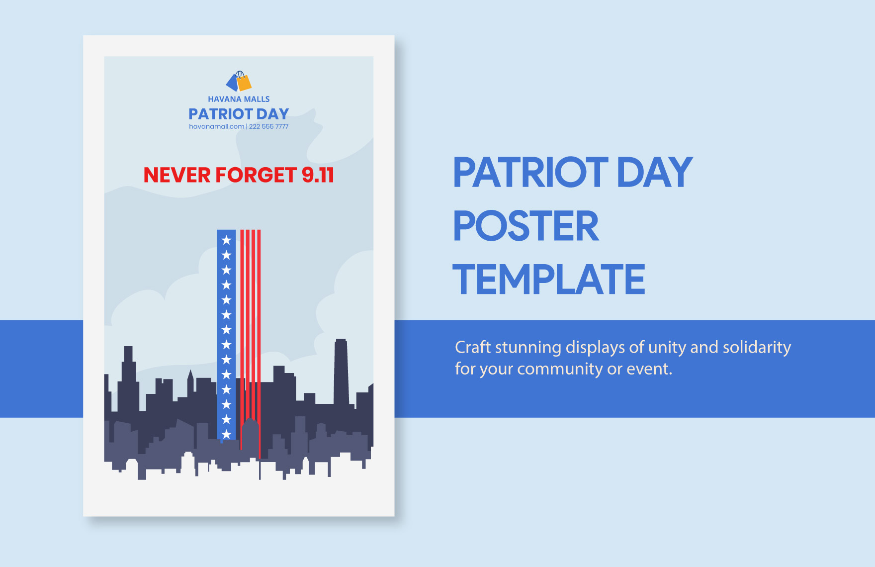 Free Patriot Day Poster Template in Illustrator, PSD, PNG