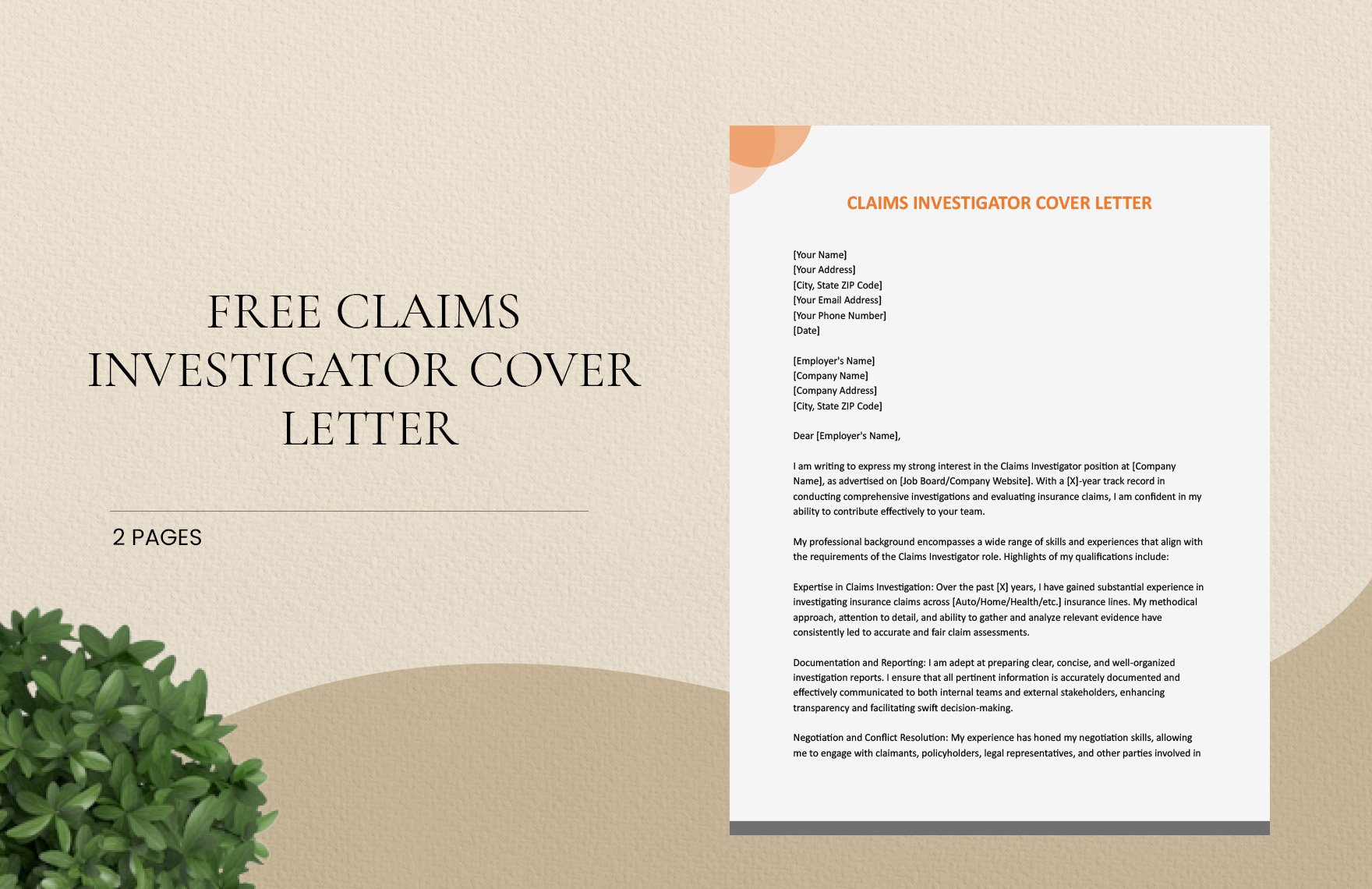 Claims Investigator Cover Letter