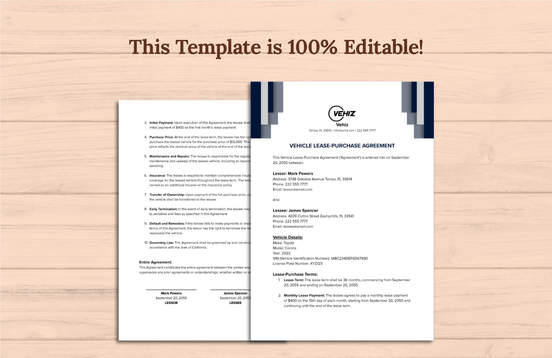 Vehicle Lease-Purchase Agreement Template