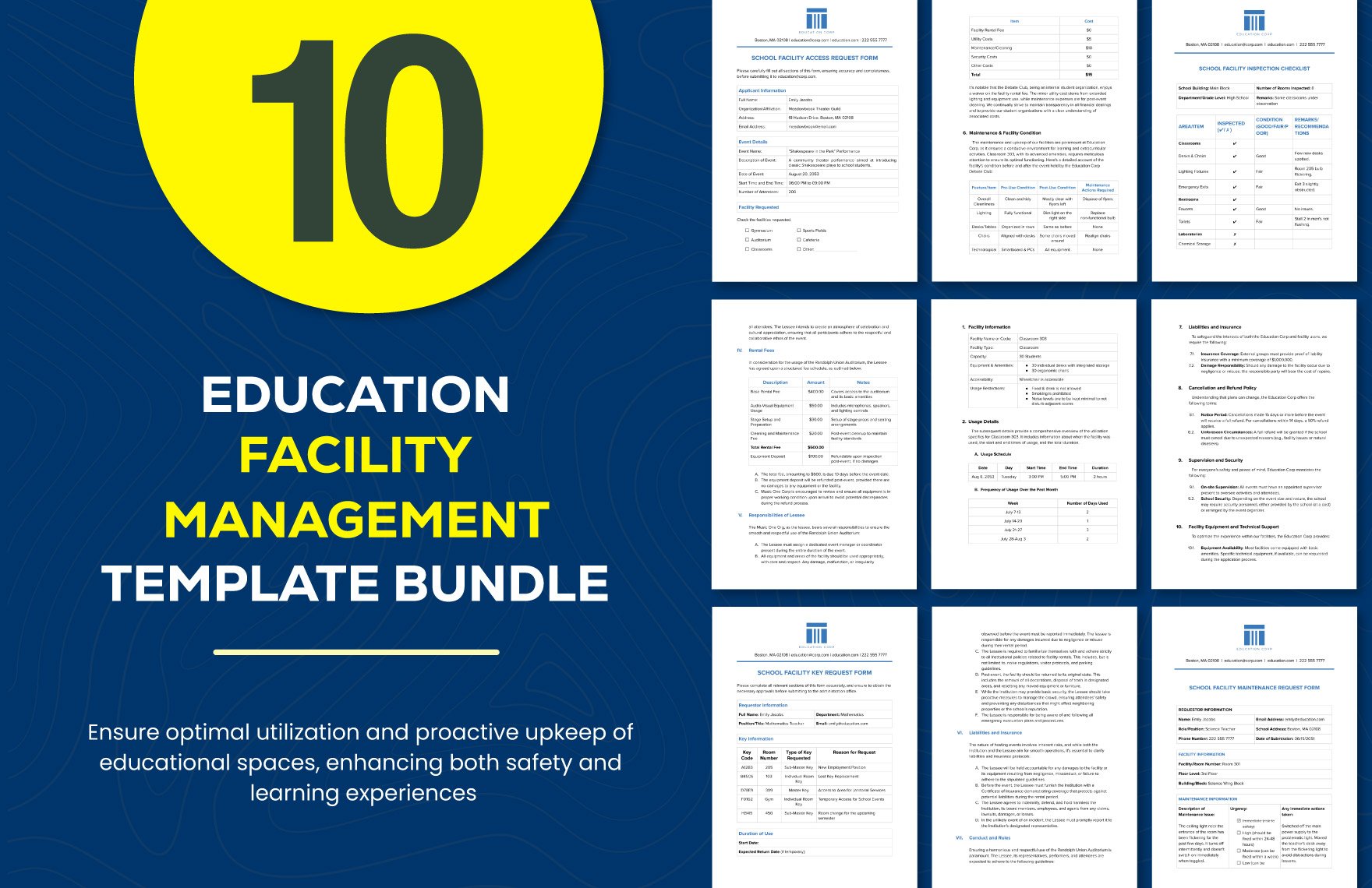 10 Education Facility Management Template Bundle 