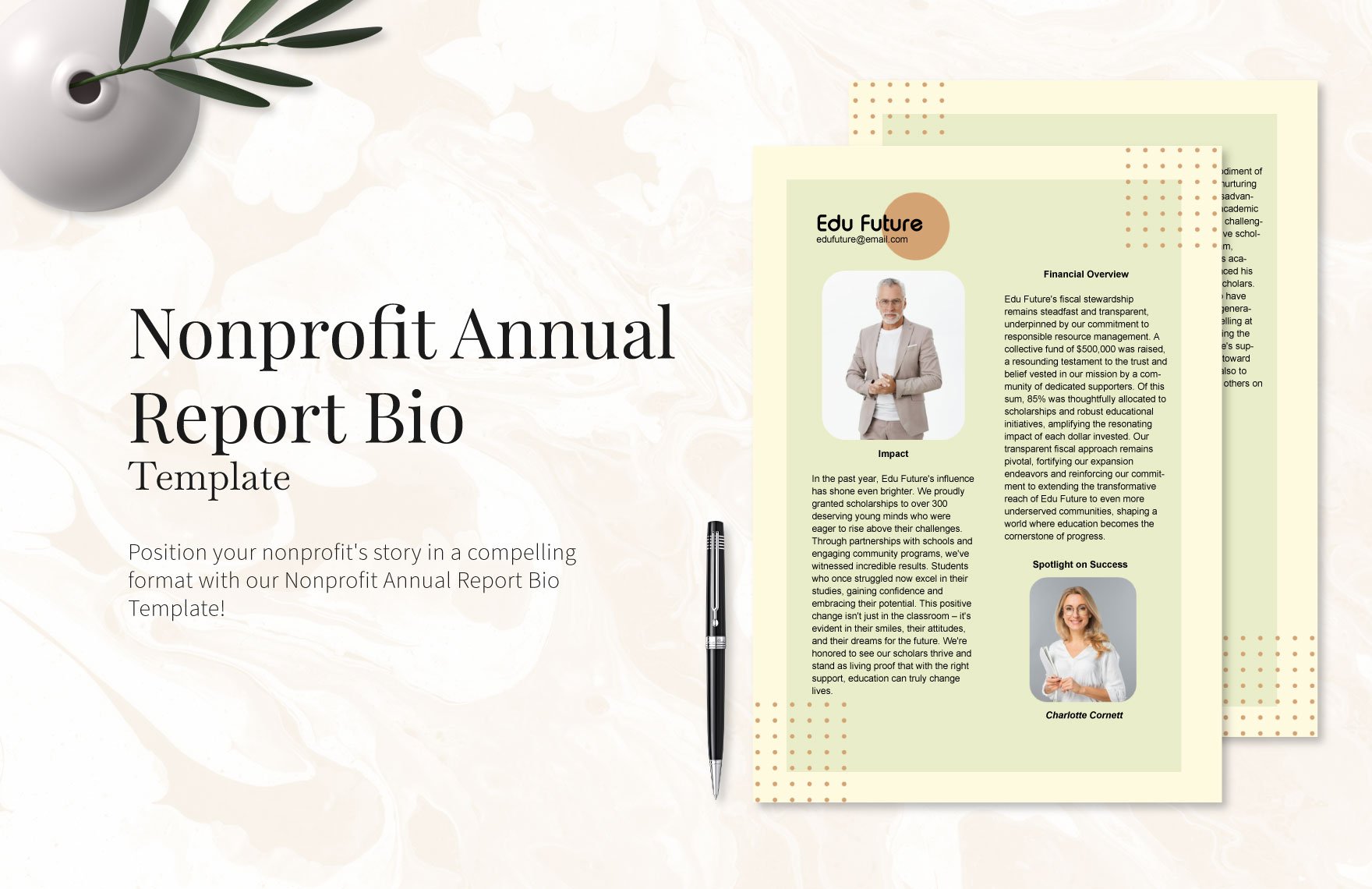 Nonprofit Annual Report Bio Template in Word, Illustrator, PSD, PNG