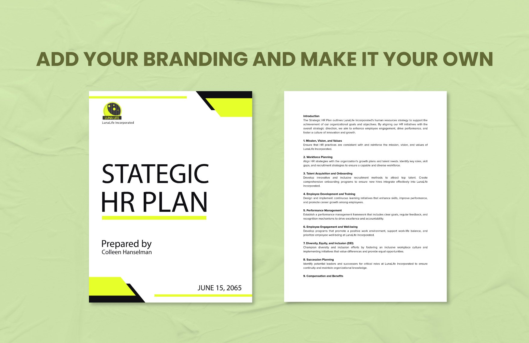 Sample Strategic HR Plan Template