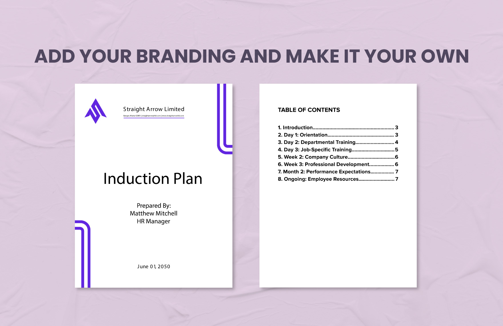 Sample Induction Plan Template