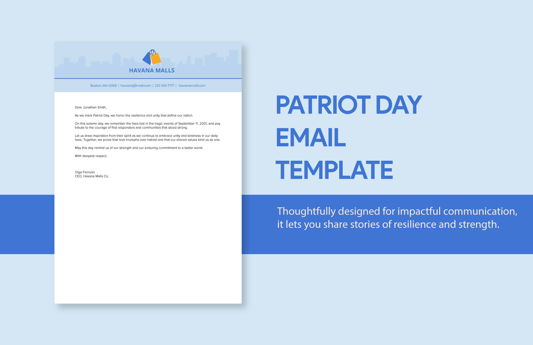 Free Patriot Day Email Template in Word, Google Docs, PDF