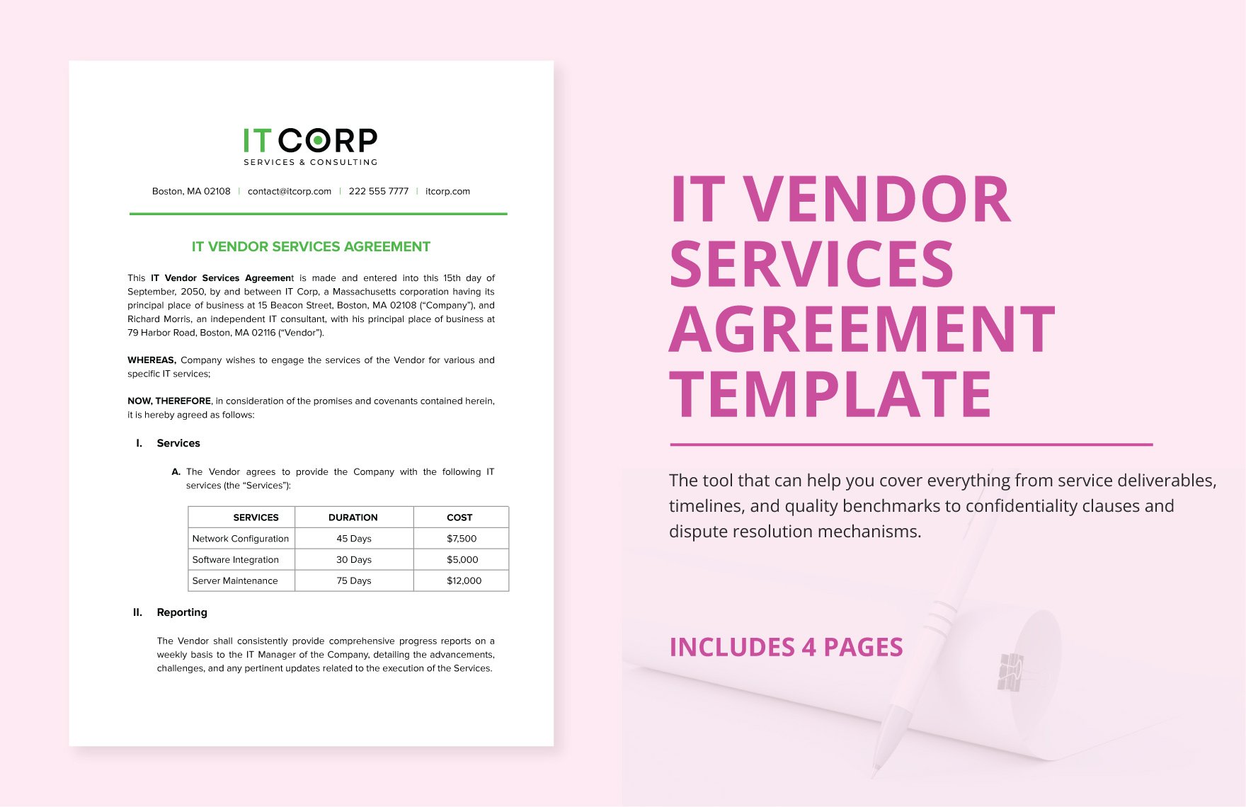 IT Vendor Services Agreement Template
