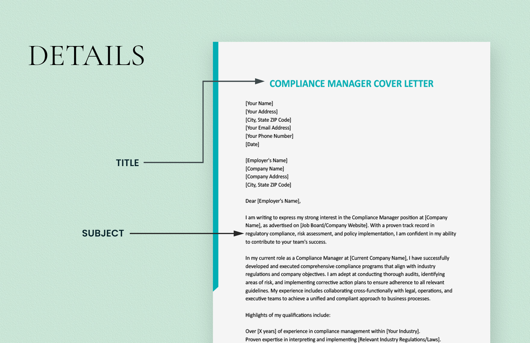 Compliance Manager Cover Letter