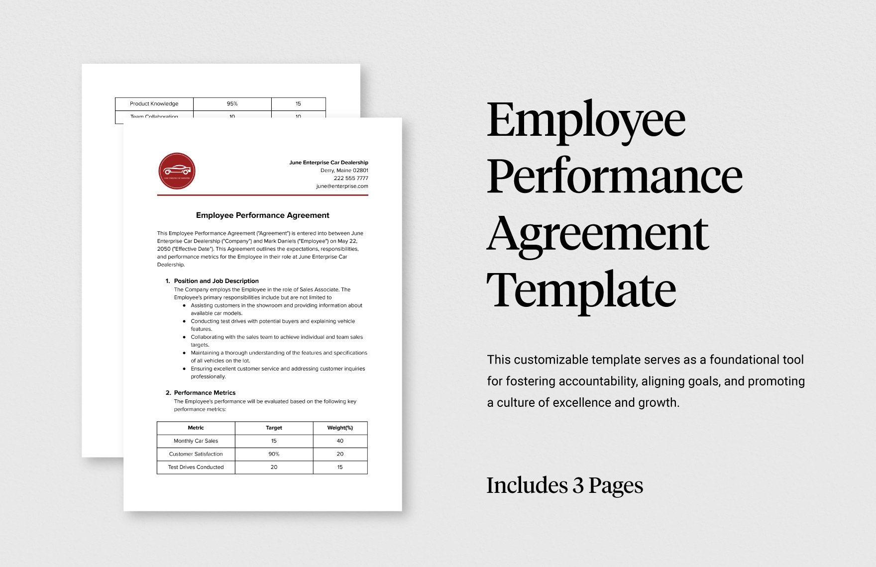 Employee Performance Agreement Template