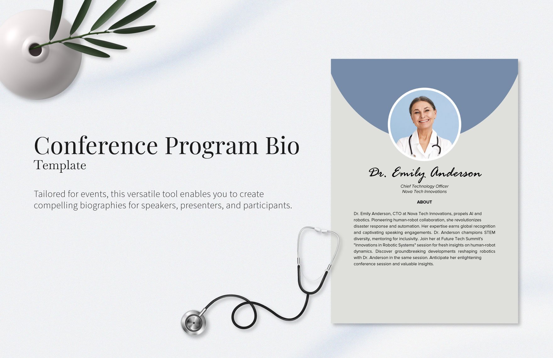 Conference Program Bio Template in Word, Illustrator, PSD, PNG