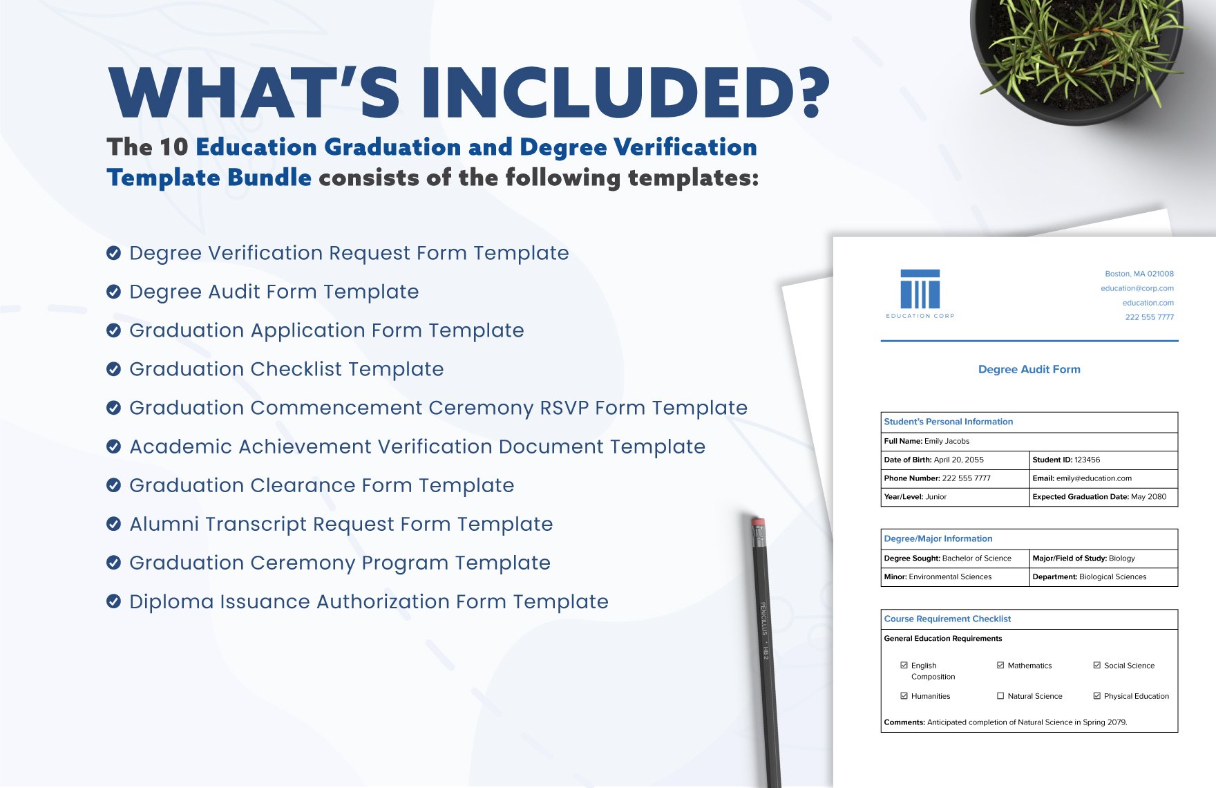 10 Education Graduation and Degree Verification Template Bundle