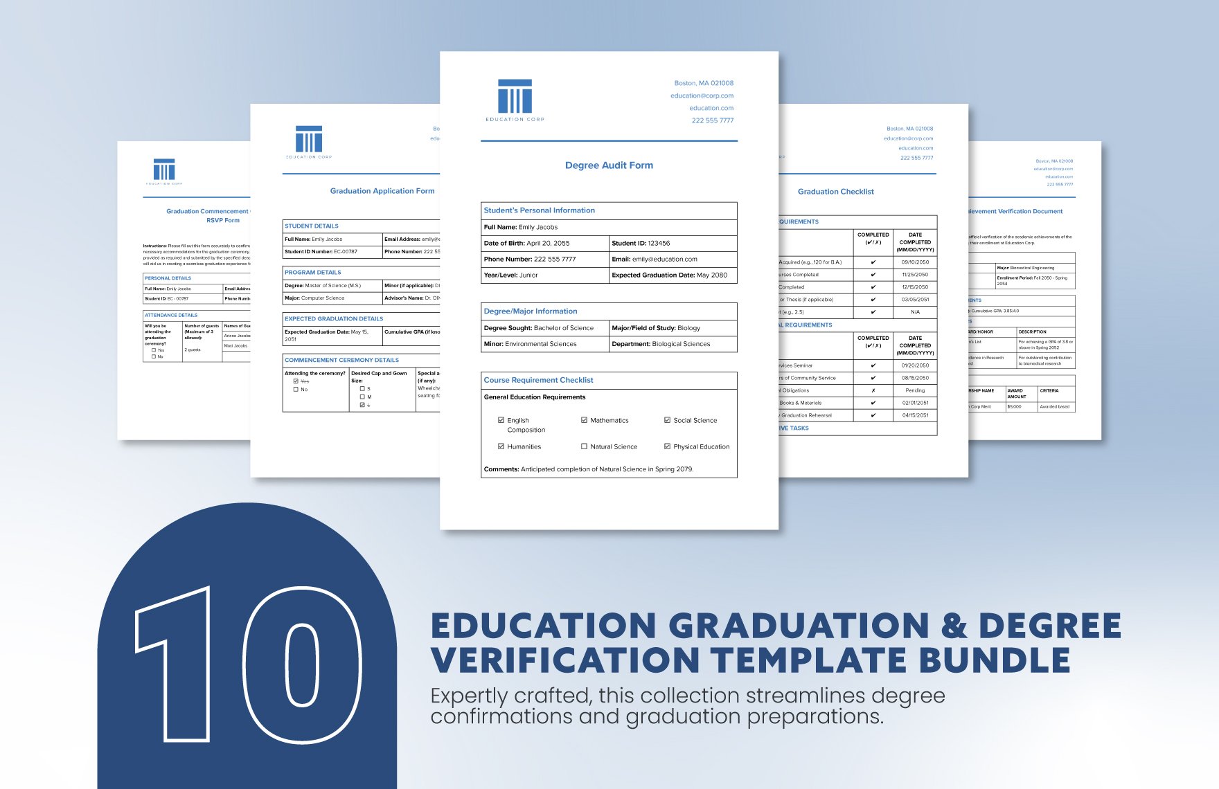 10 Education Graduation and Degree Verification Template Bundle