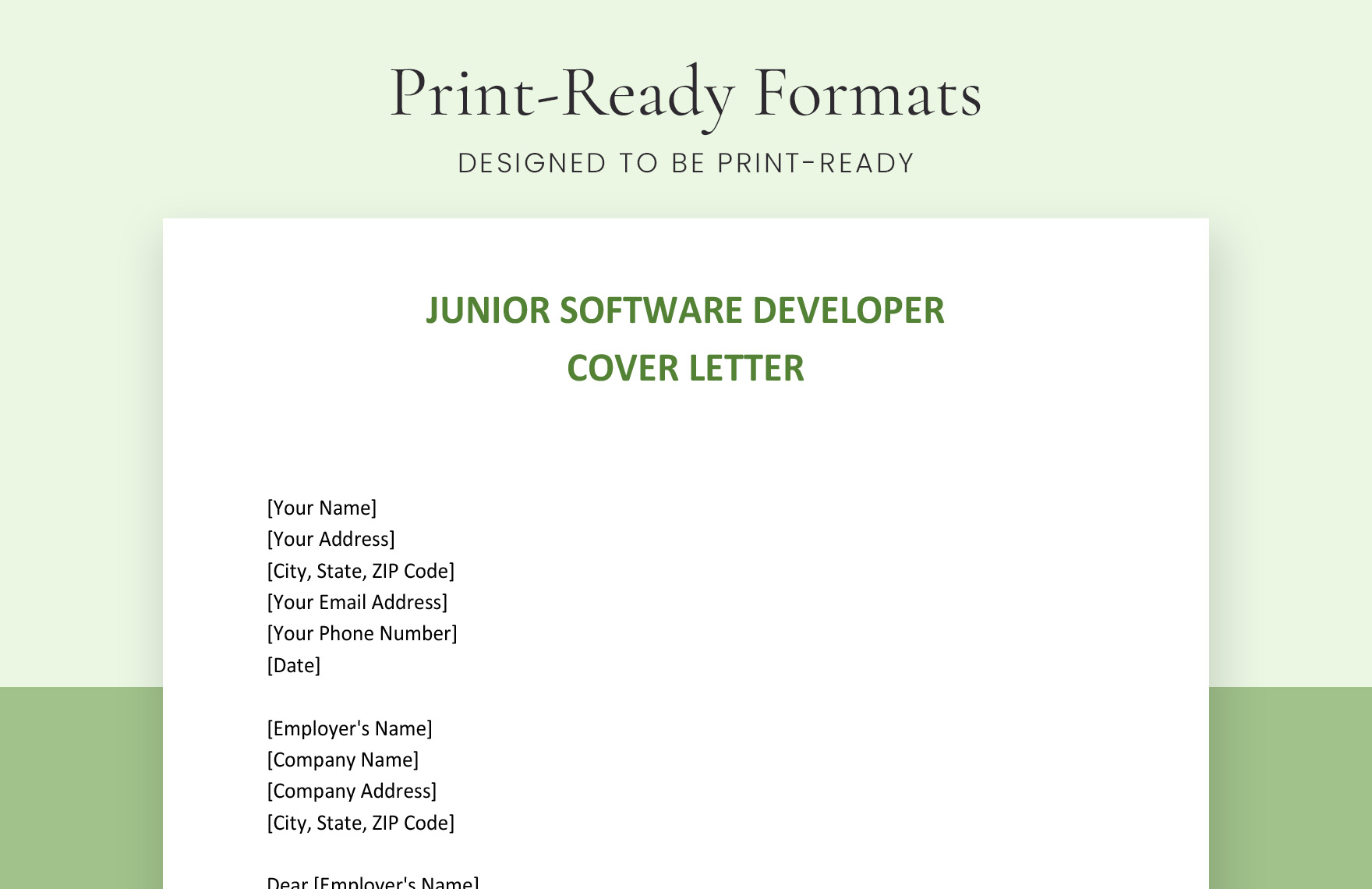 Junior Software Developer Cover Letter