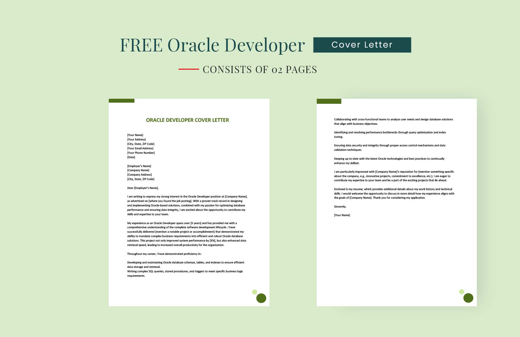 Oracle Developer Cover Letter
