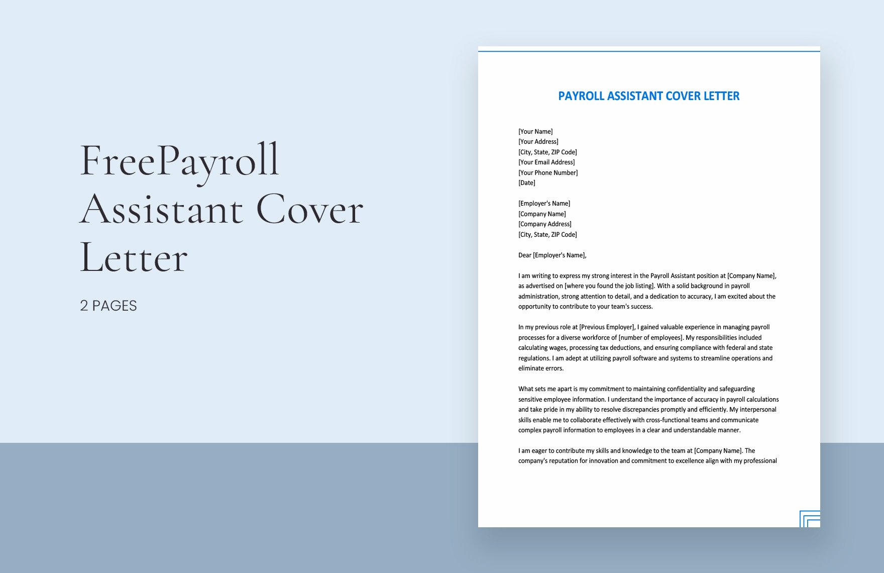 Payroll Assistant Cover Letter in Word, Google Docs