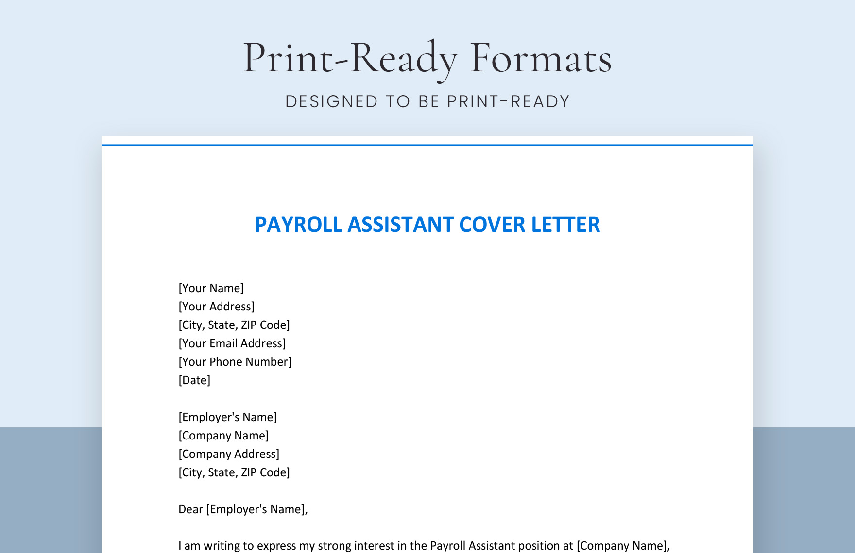 Payroll Assistant Cover Letter