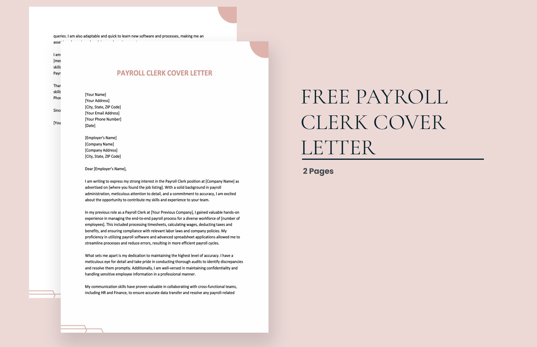 Payroll Clerk Cover Letter