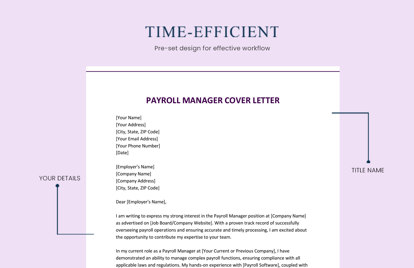 Payroll Manager Cover Letter