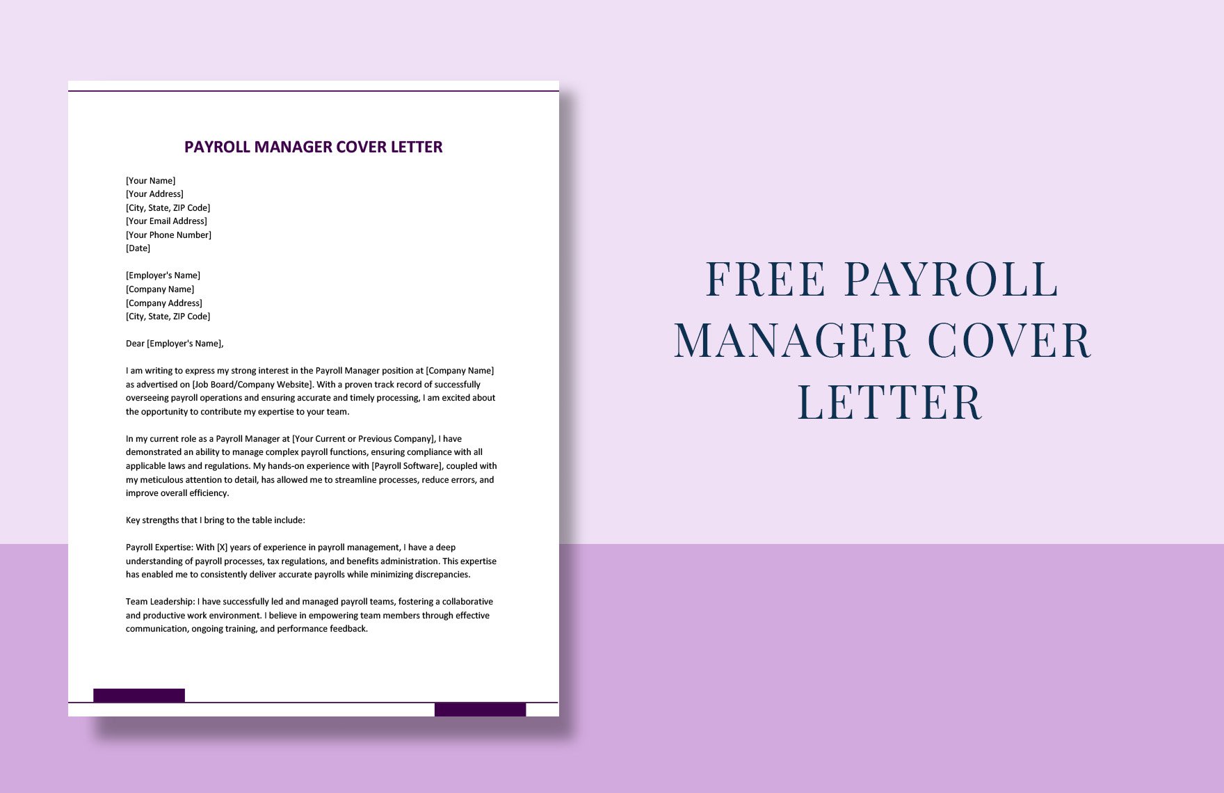 Payroll Manager Cover Letter in Word, Google Docs