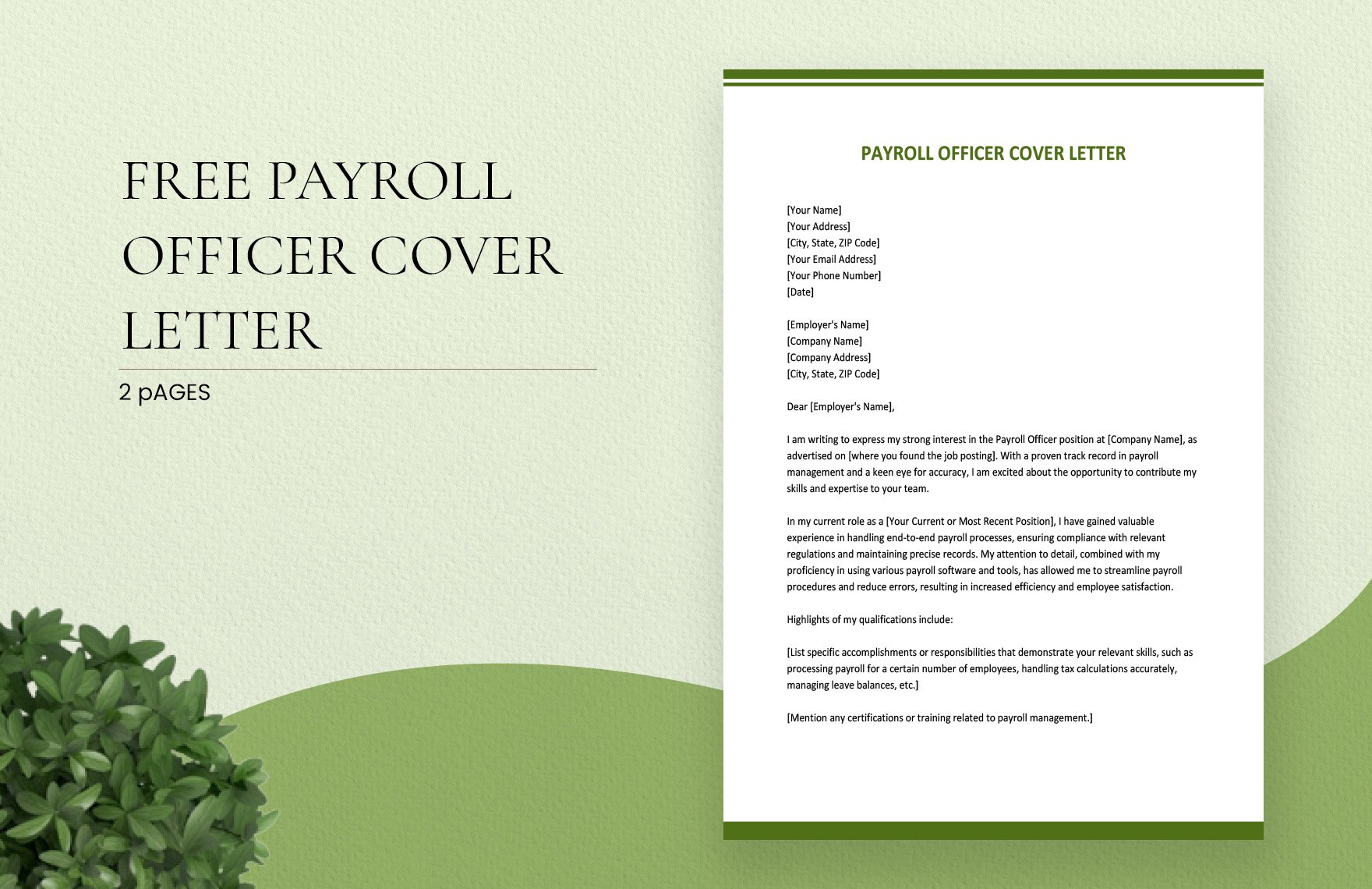 Payroll Officer Cover Letter