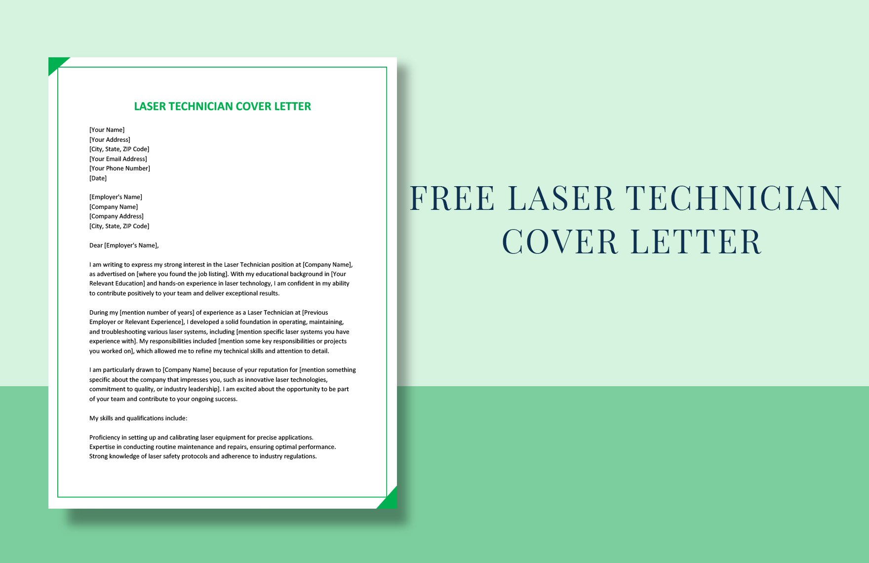 Laser Technician Cover Letter in Word, Google Docs