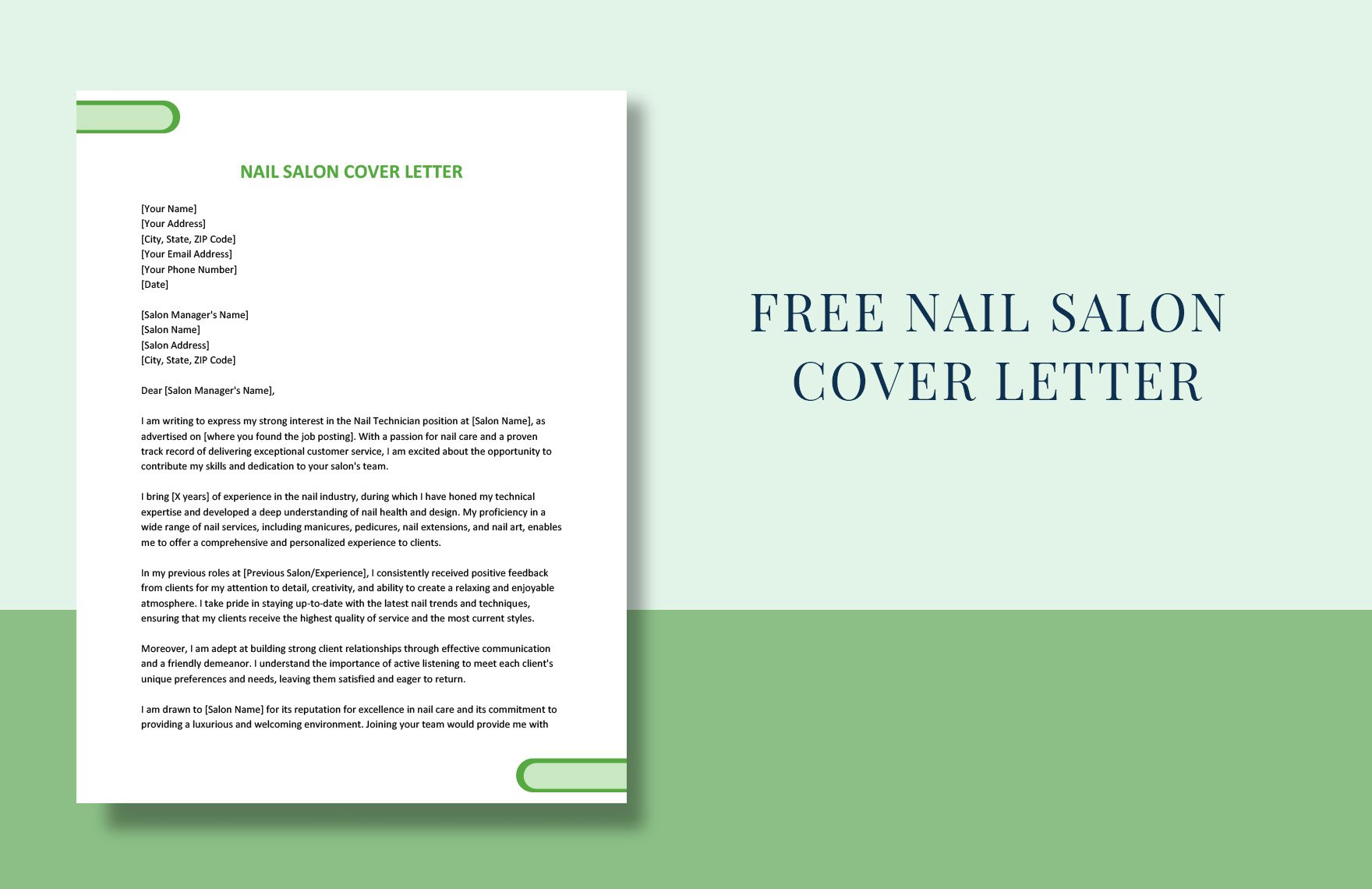 Nail Salon Cover Letter in Word, Google Docs