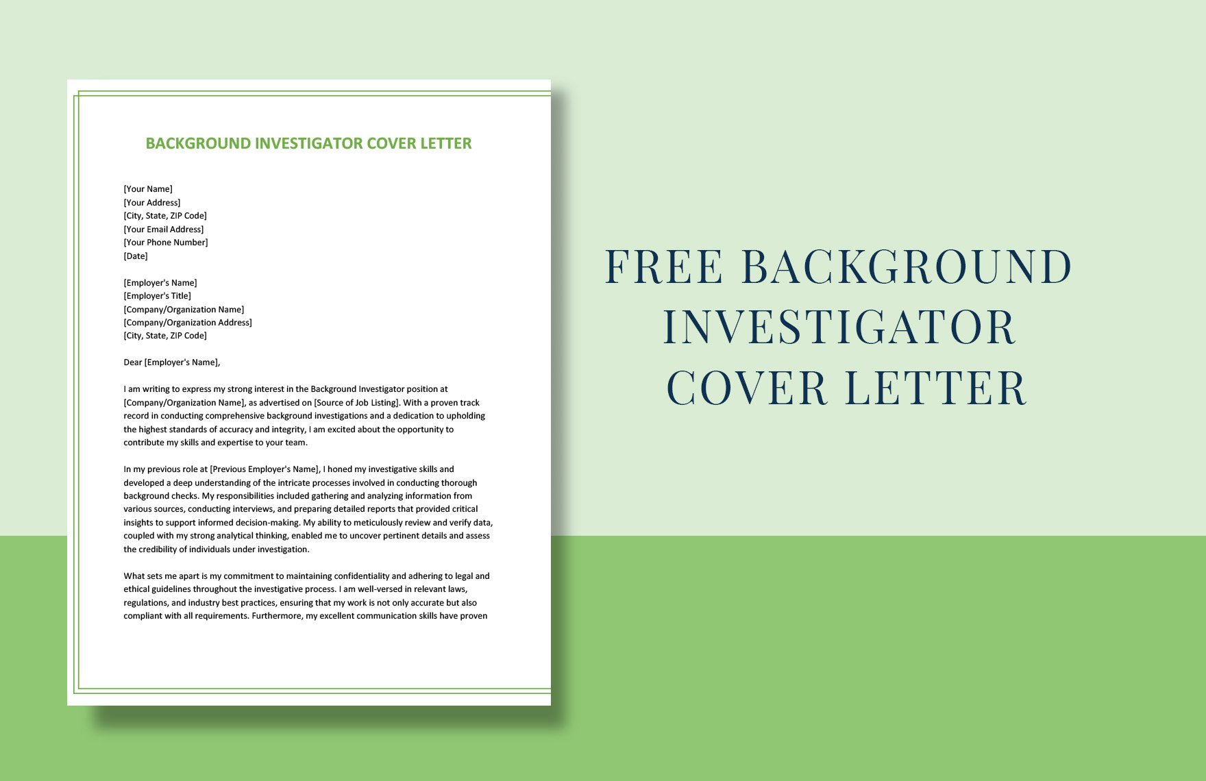 Free Background Investigator Cover Letter in Word, Google Docs