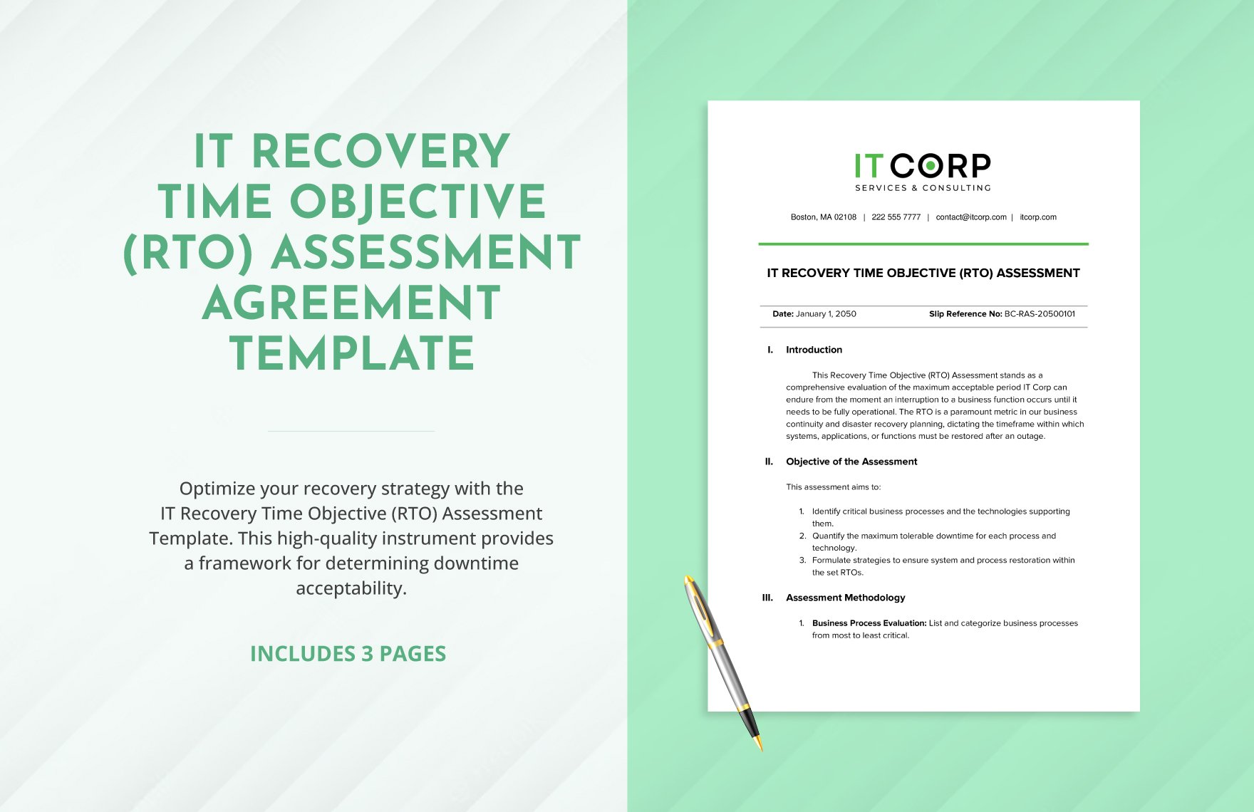 IT Recovery Time Objective (RTO) Assessment Template