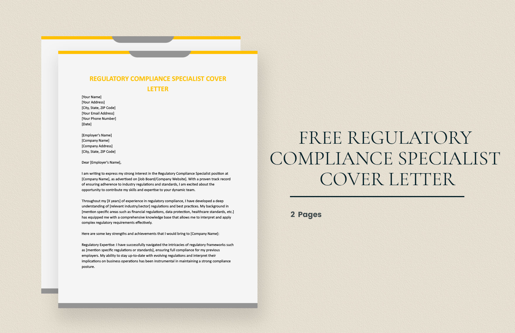 Regulatory Compliance Specialist Cover Letter in Word, Google Docs