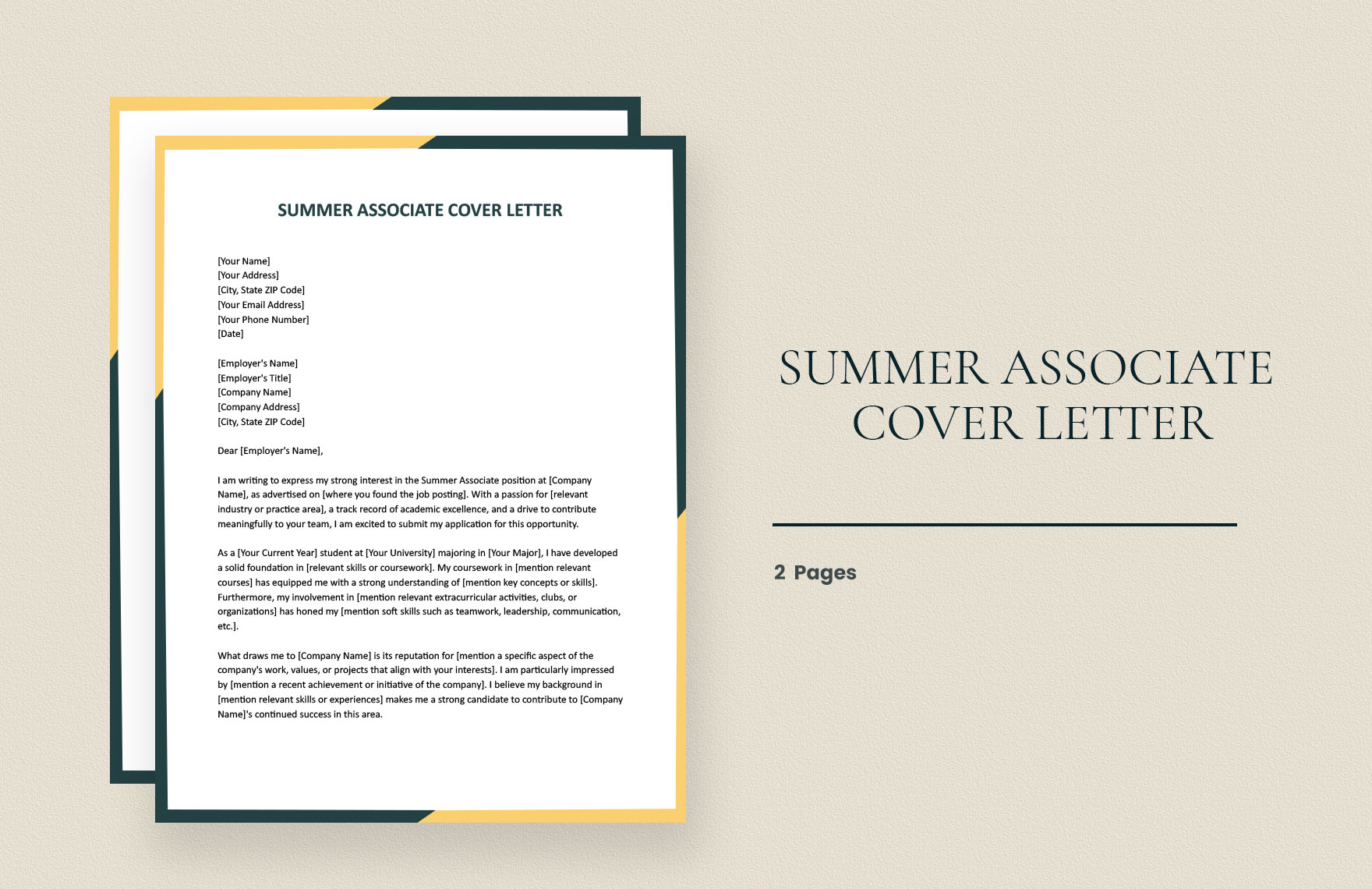 Summer Associate Cover Letter in Word, Google Docs