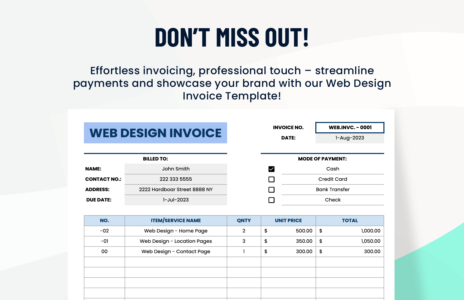 Web Design Invoice Template