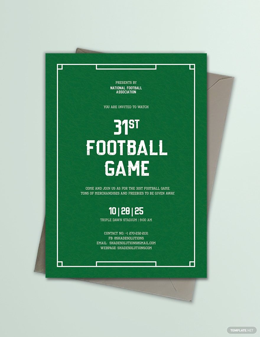 Free Football Invitation Template in Word, Illustrator, PSD, Apple Pages, Publisher