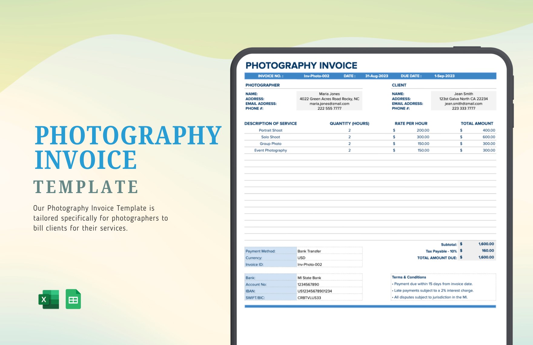 Photography Invoice Template