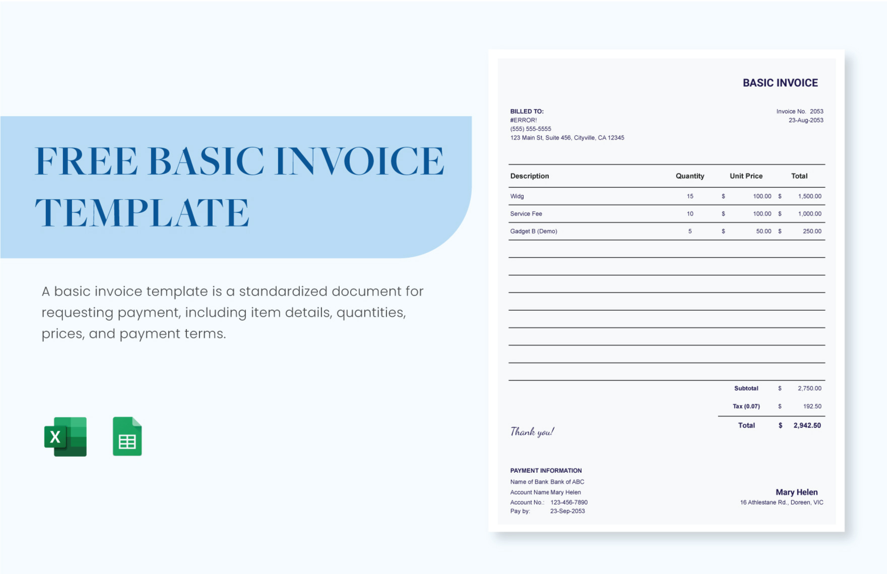 Free Basic Invoice Template