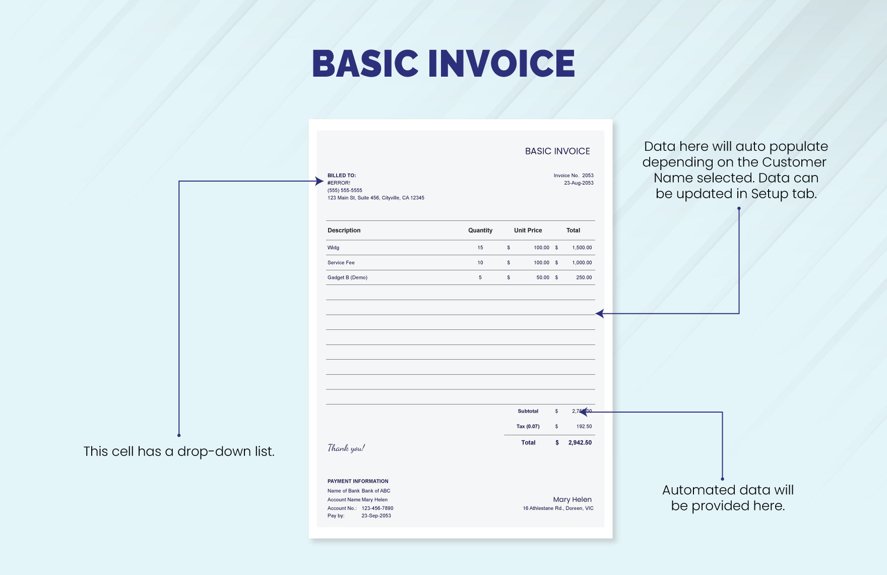 Free Basic Invoice Template Download In Excel Google Sheets