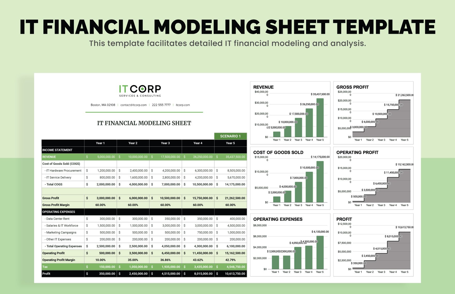 IT Financial Modeling Sheet Template
