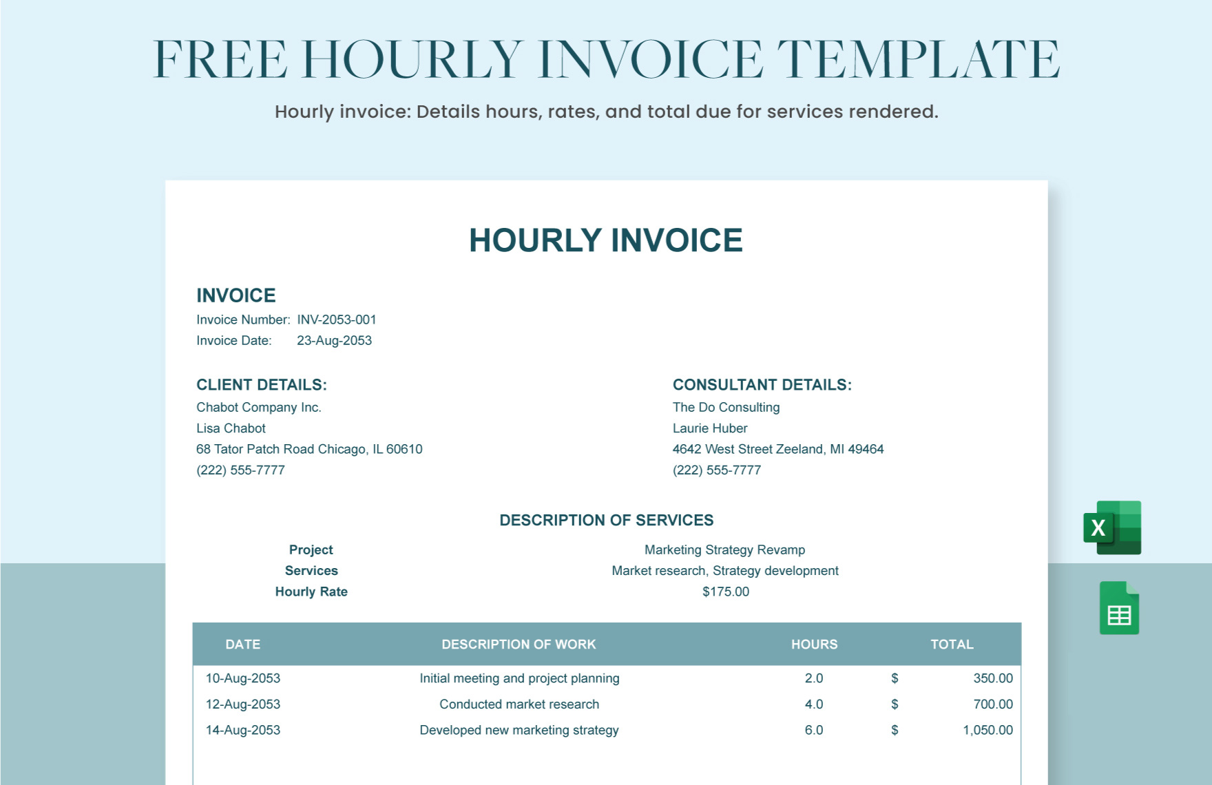 Free Hourly Invoice Template