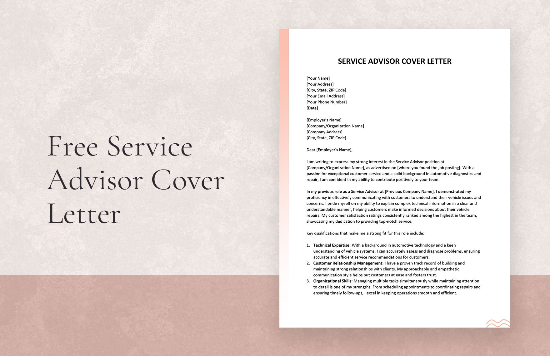 Service Advisor Cover Letter