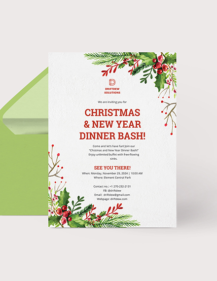 Holiday Dinner Invitation Template - Word (DOC) | PSD | Apple (MAC ...