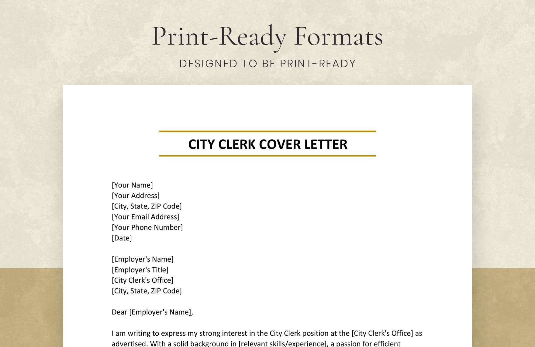 City Clerk Cover Letter