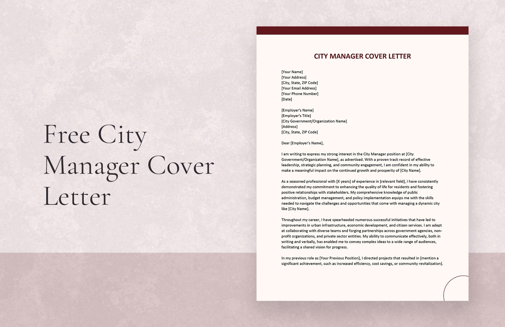 City Manager Cover Letter