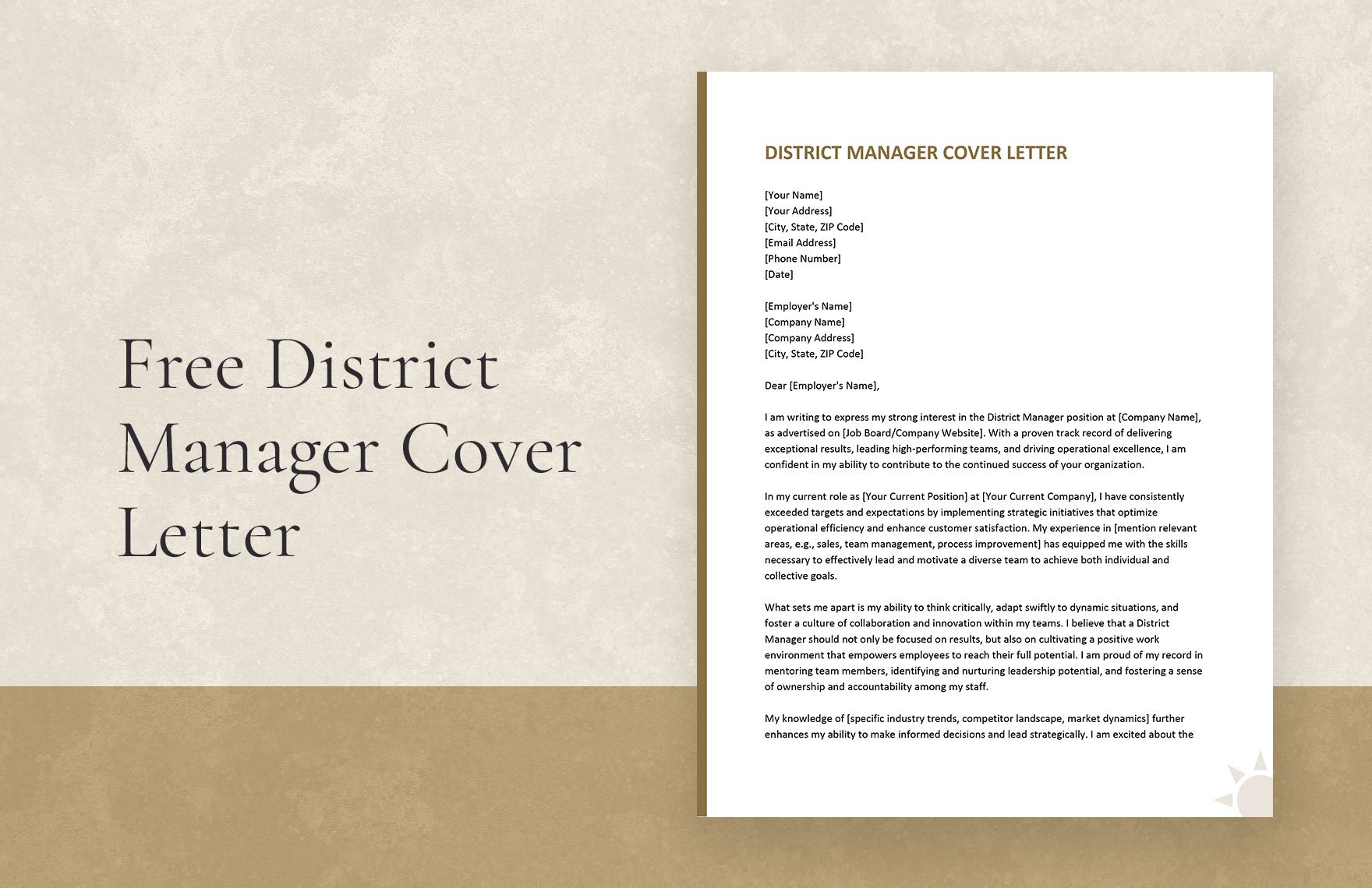 District Manager Cover Letter