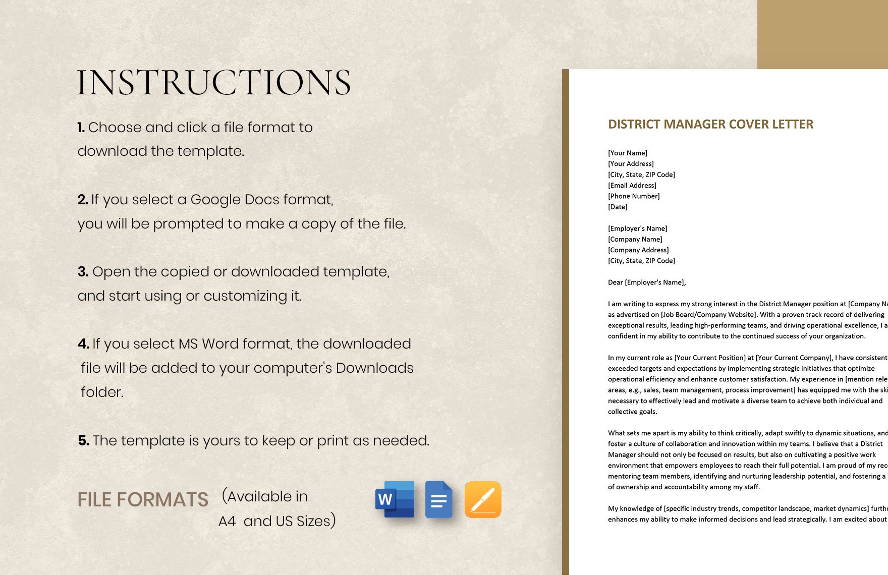 District Manager Cover Letter