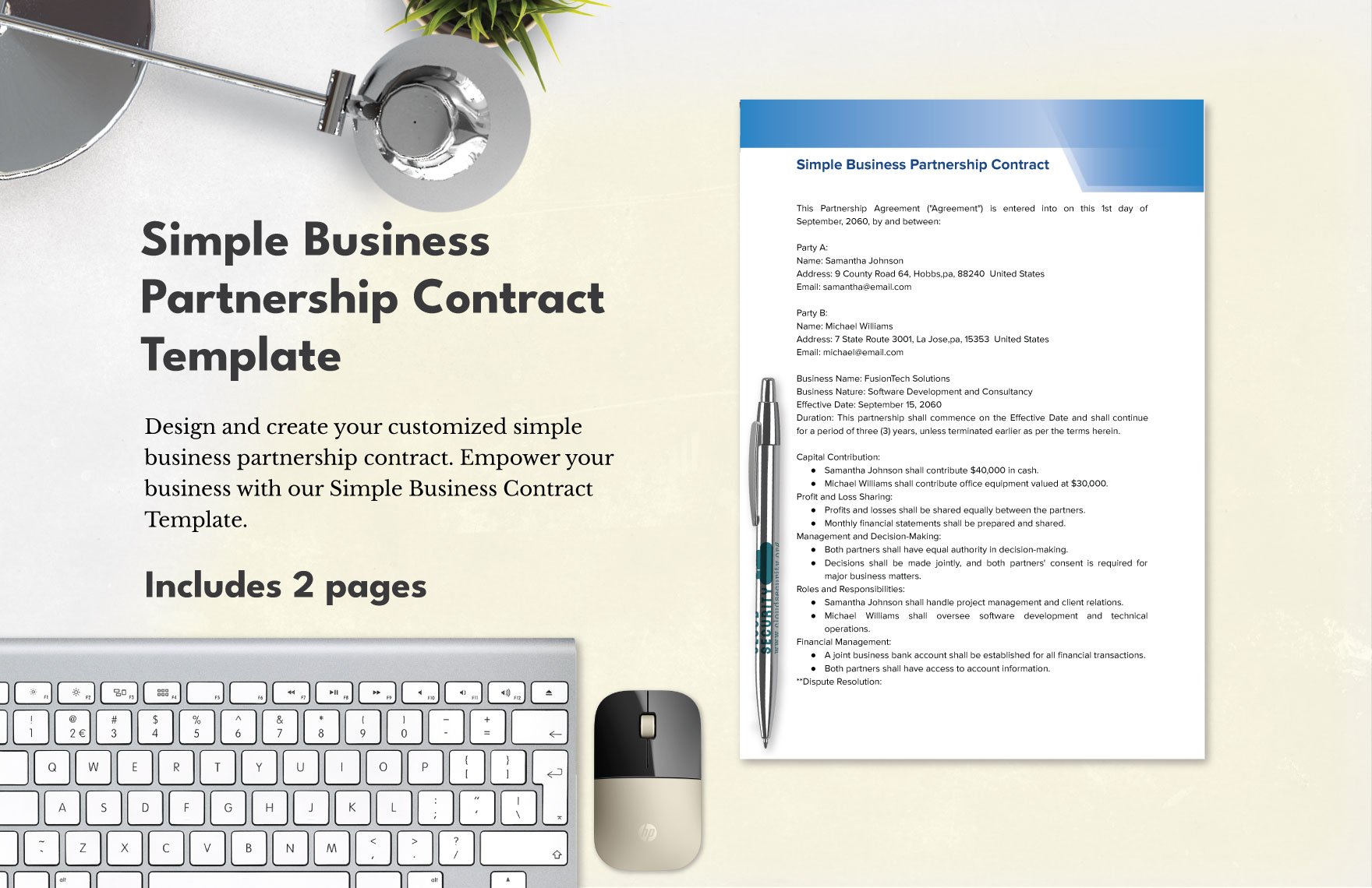 Simple Business Partnership Contract Template