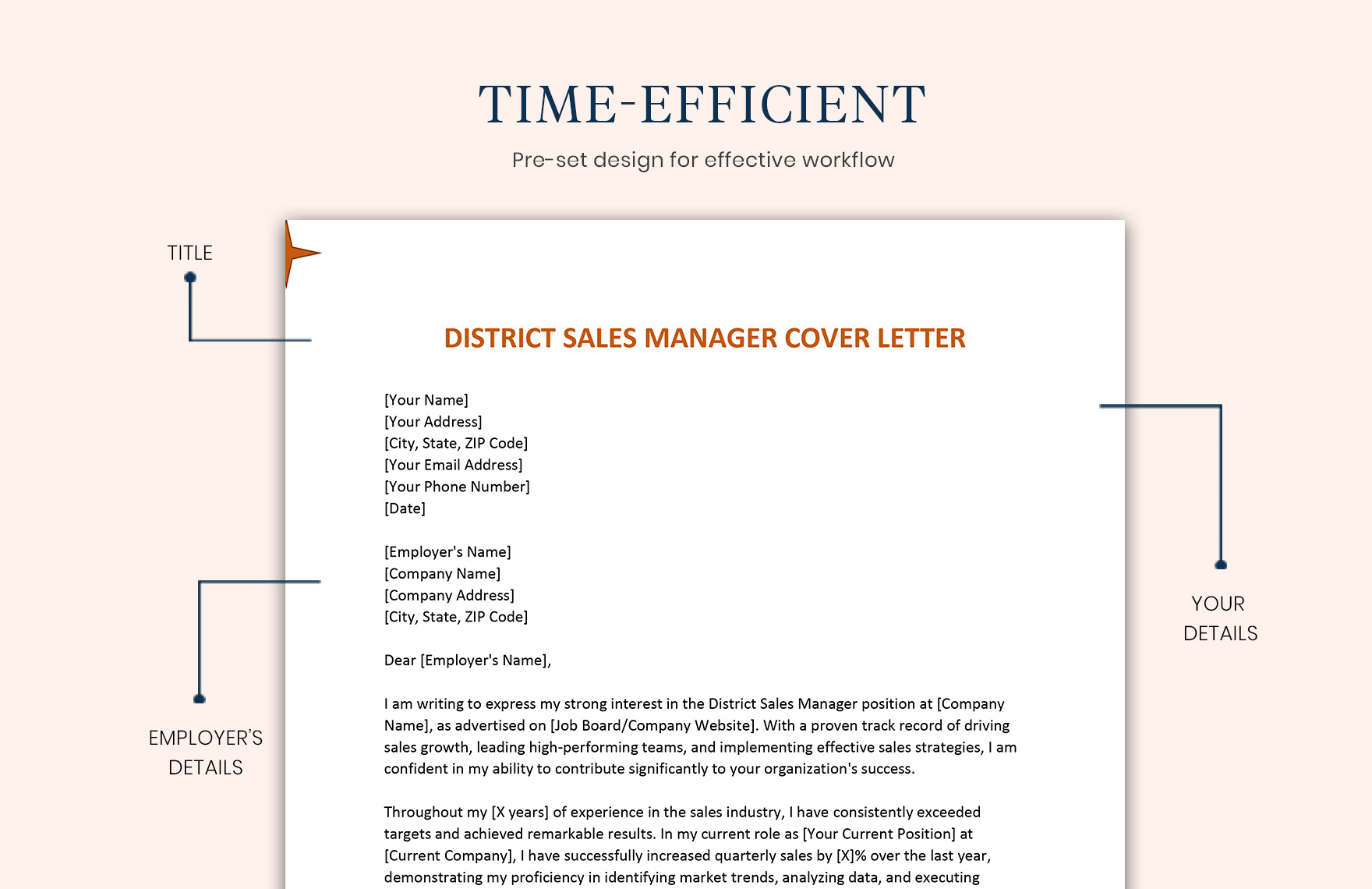 District Sales Manager Cover Letter
