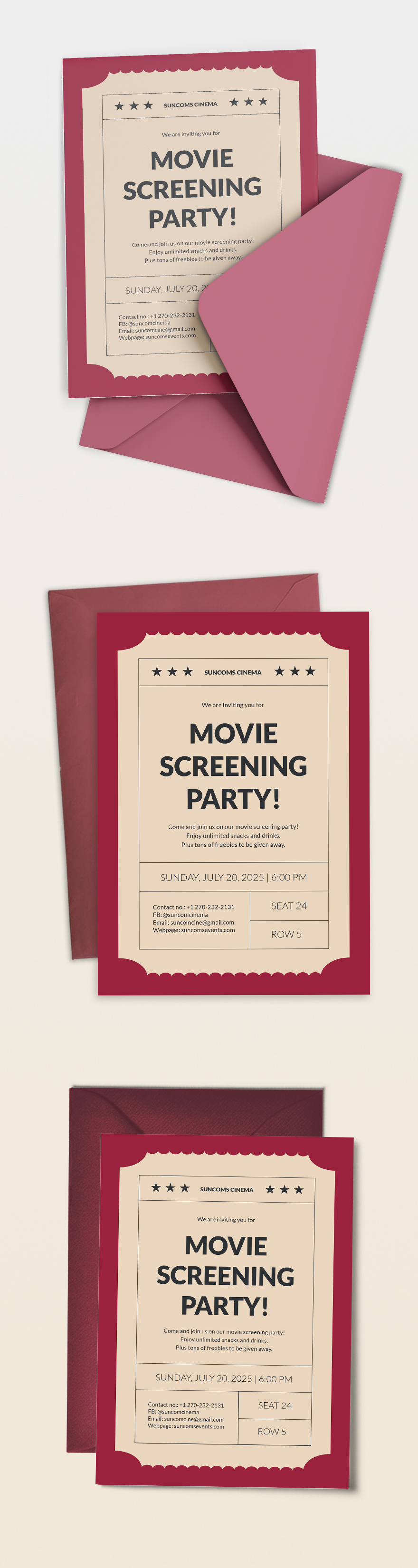 Movie Night Invitation Template - Illustrator, InDesign, Word, Outlook ...