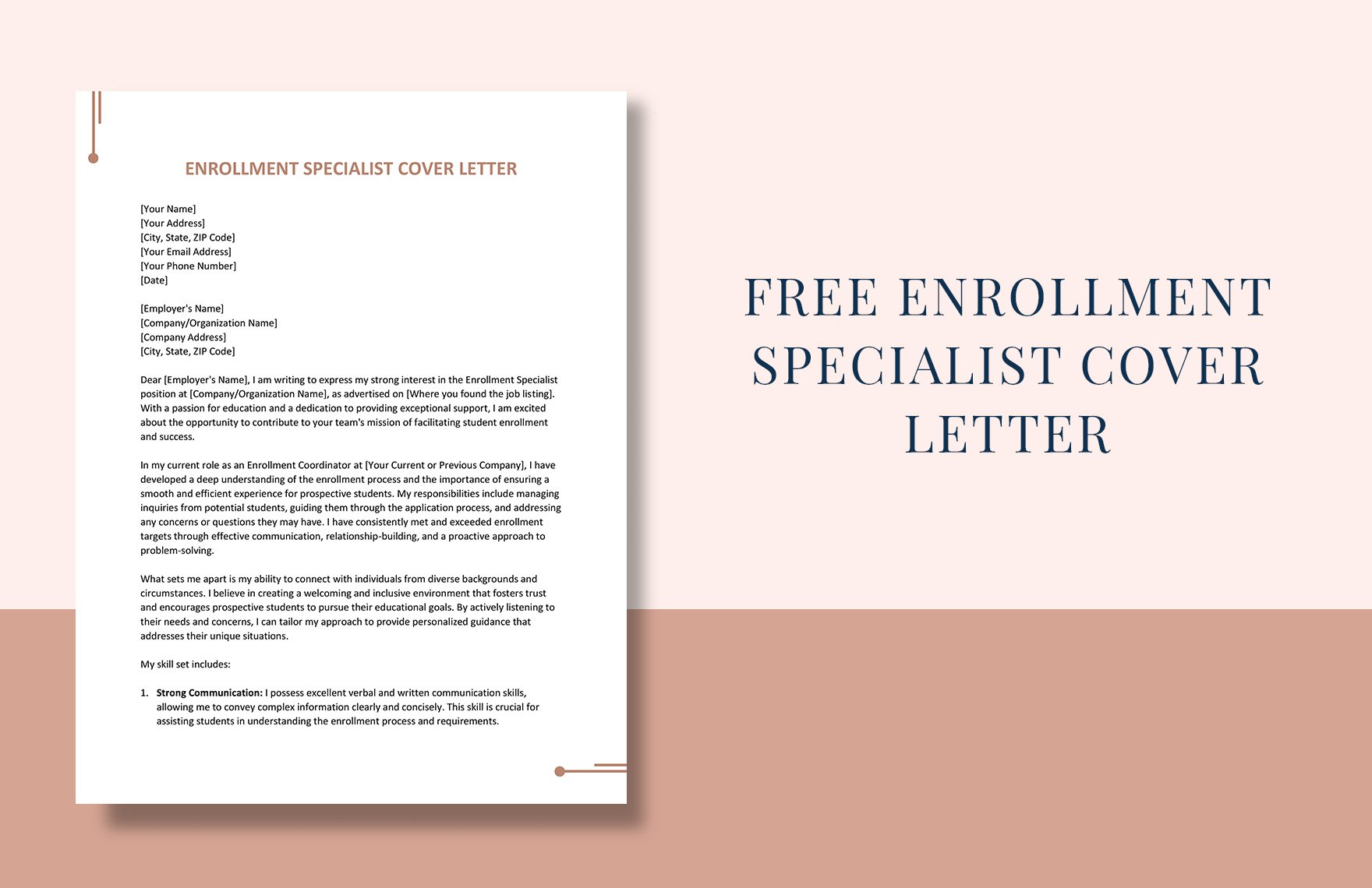 Enrollment Specialist Cover Letter in Word, Google Docs, Apple Pages